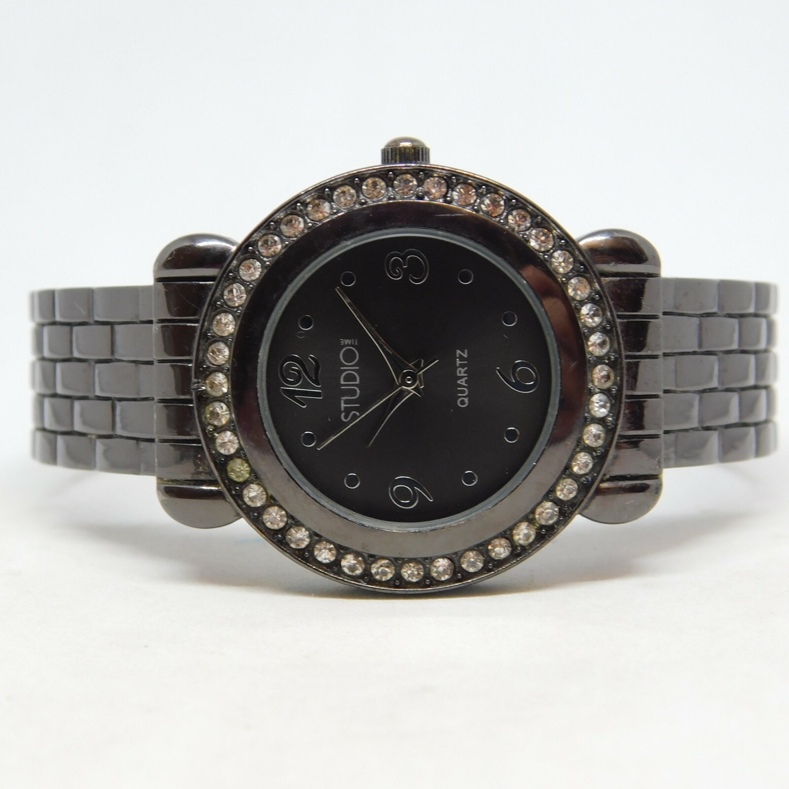 STUDIO Time STD3543T Black Tone Quartz Analog Ladies Watch Sz. 6 1/4″