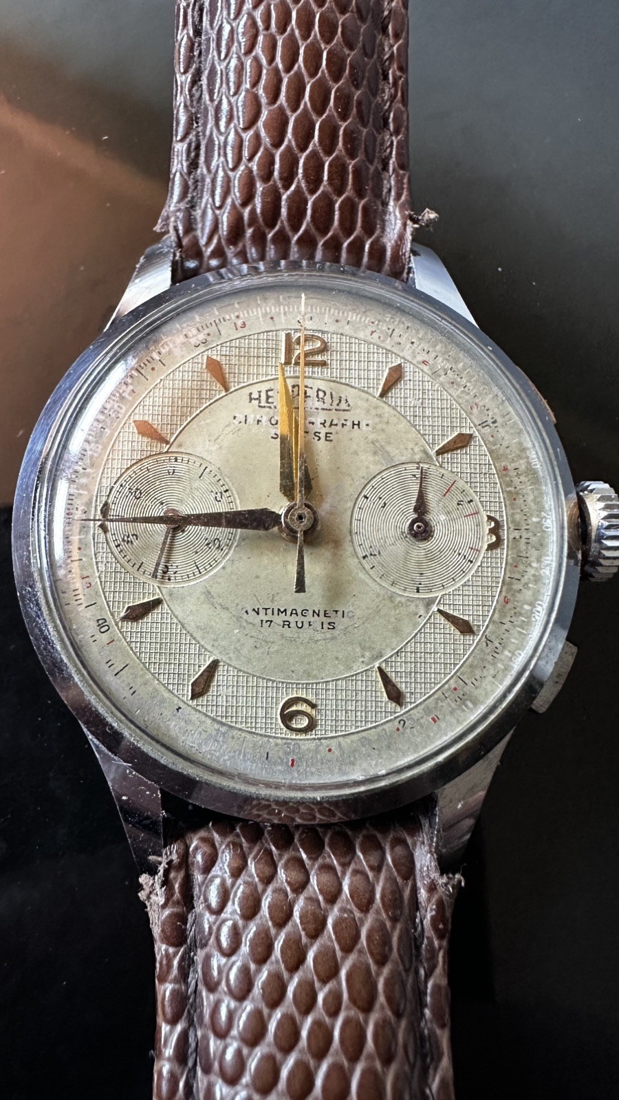 Vintage 1948 Hesperia Landeron 51 Chronograph-Watch-Over Size