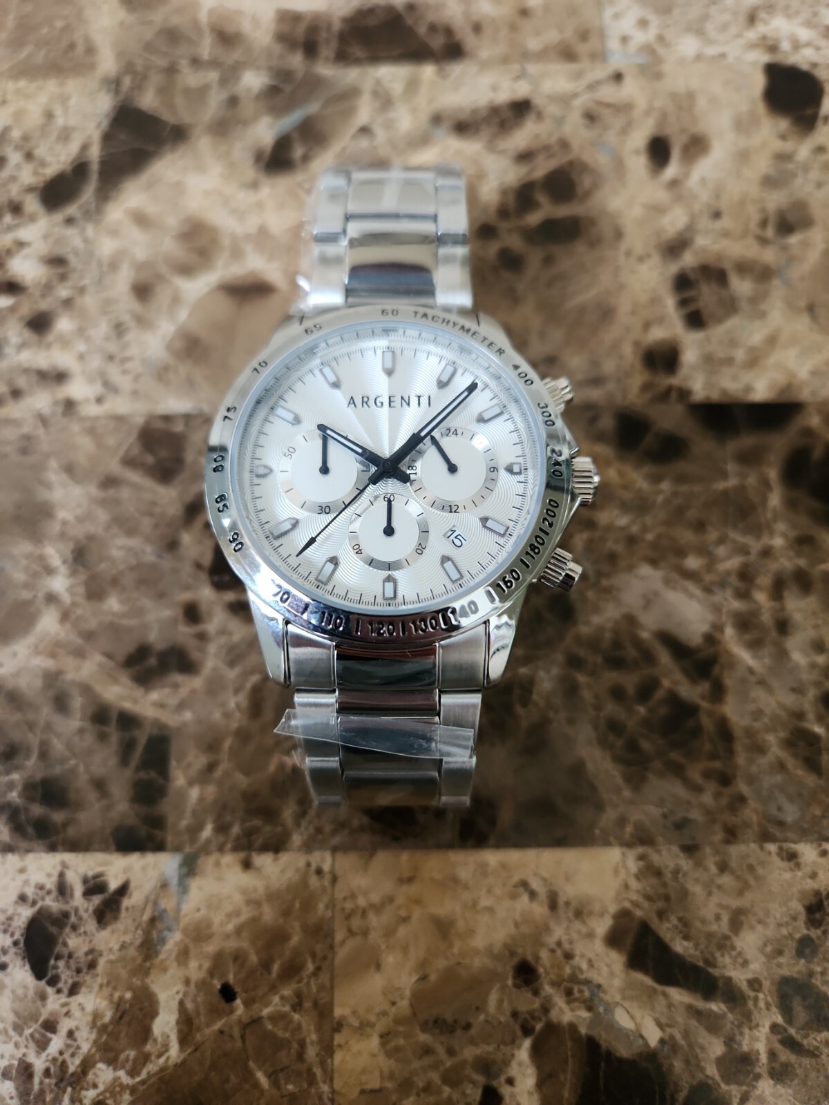 Argenti Carmichael Men’s silver-plated Japan Quartz VD53B Movement watch