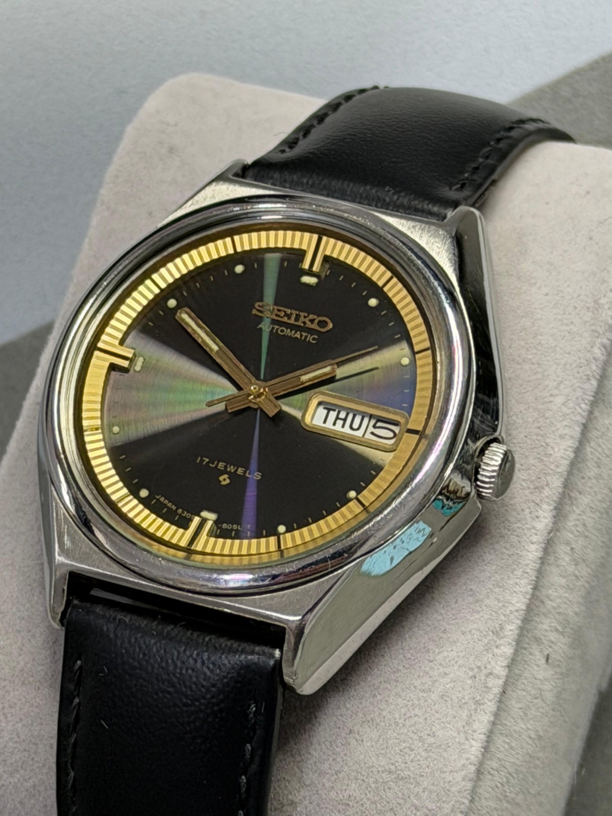 Vintage Seiko Automatic 17 Jewels Blue Dial Day Date Men’s Japan Watch