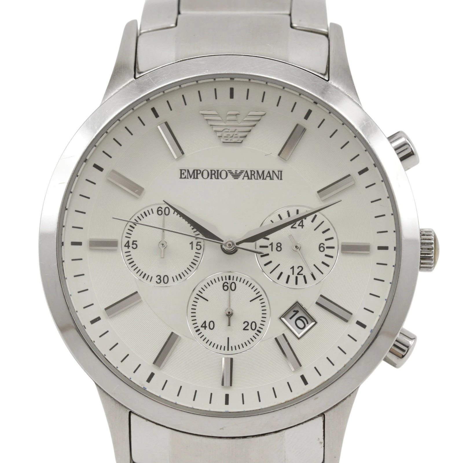 ARMANI AR-2458 White Wrist Size ～15.0cm Men’s Used Watch #7101