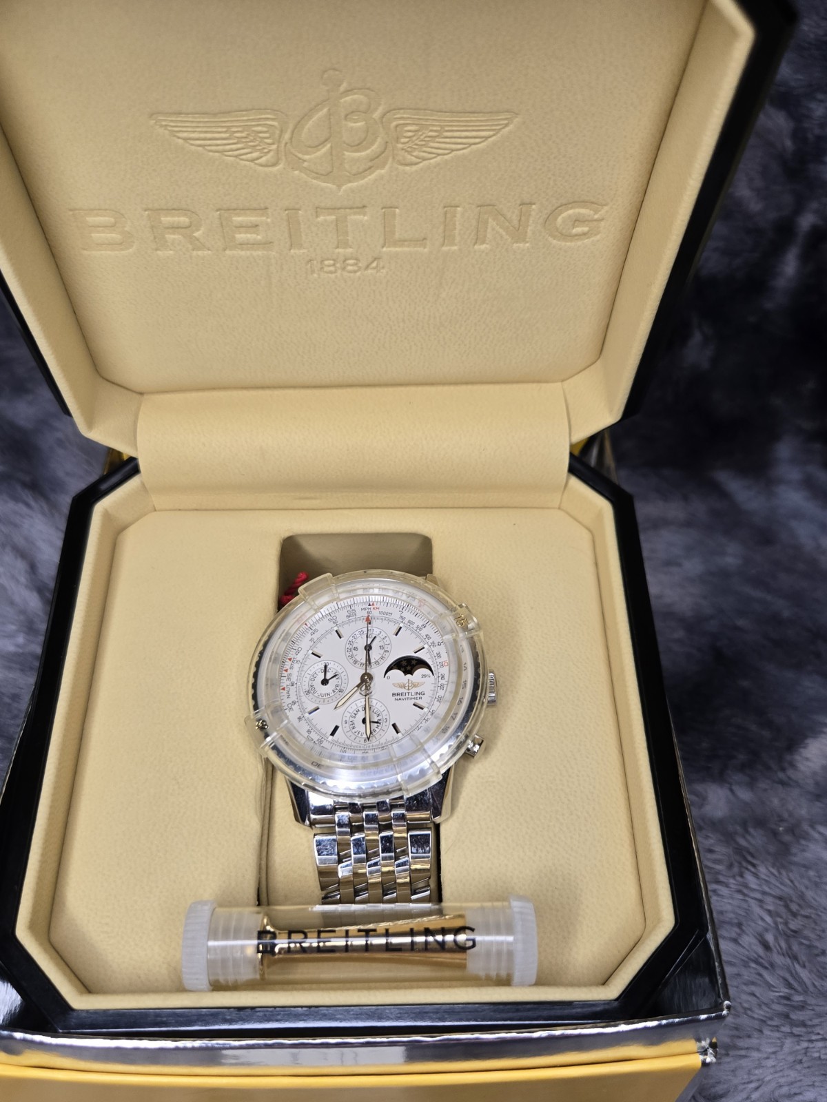 Breitling Chronomat Automatic Chronograph 39mm White Dial Steel Bracelet Box