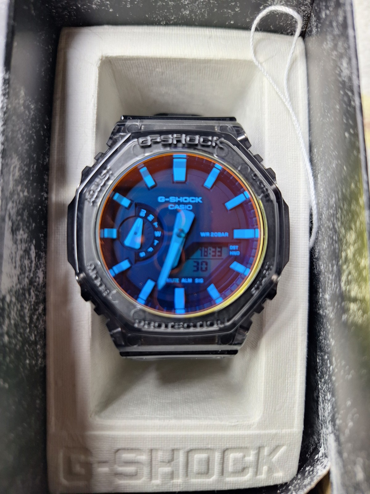 Casio G-SHOCK GA-2100TLS color shift orange/blue watch with Box and Papers