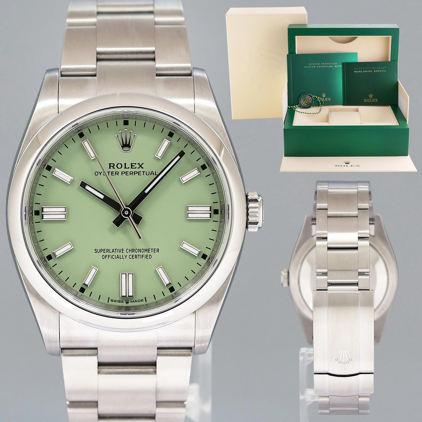 2025 MINT Rolex Oyster Perpetual 126000 Pistachio Steel 36mm Watch Box
