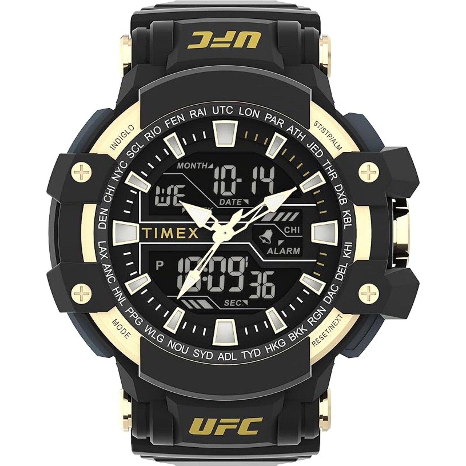 Timex Men’s Watch UFC Combat Alarm Black Resin Strap Analog-Digital TW5M58300JT