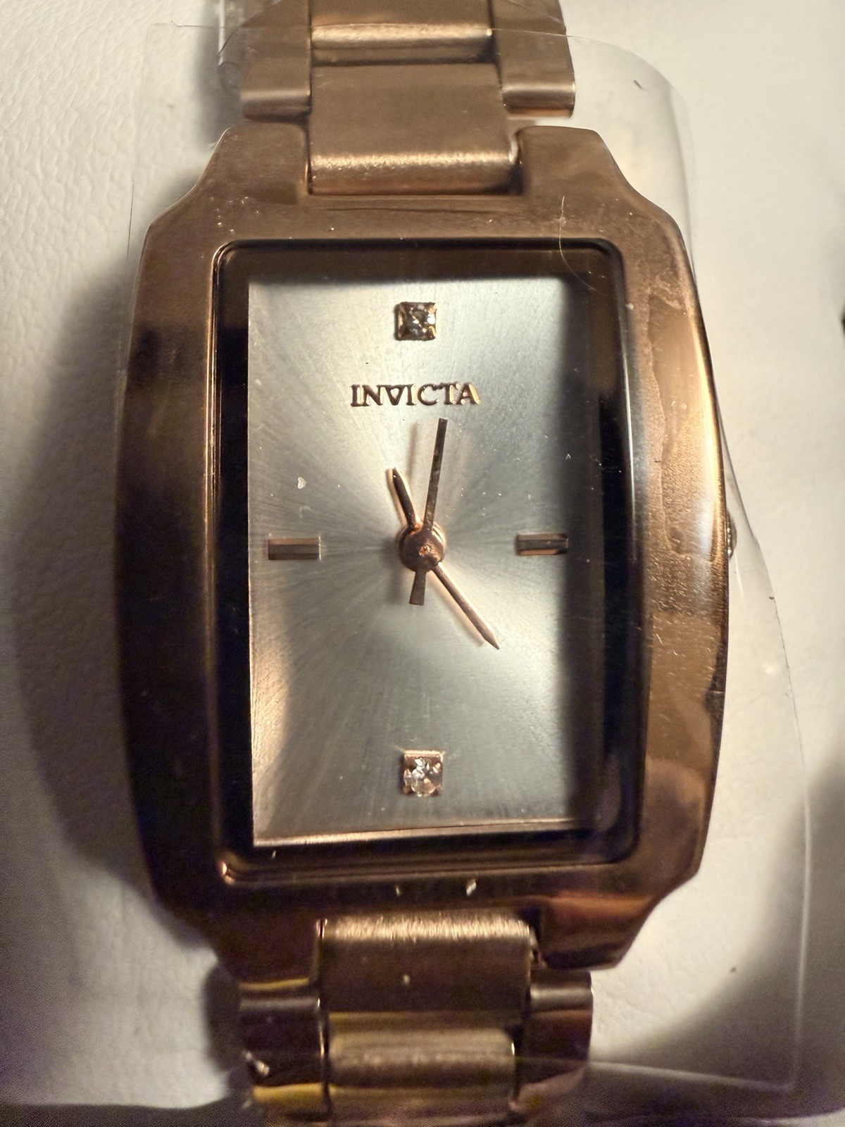 Invicta Women’s Quartz Rectangular Rose Gold Tone Silver Dial w/ Box
