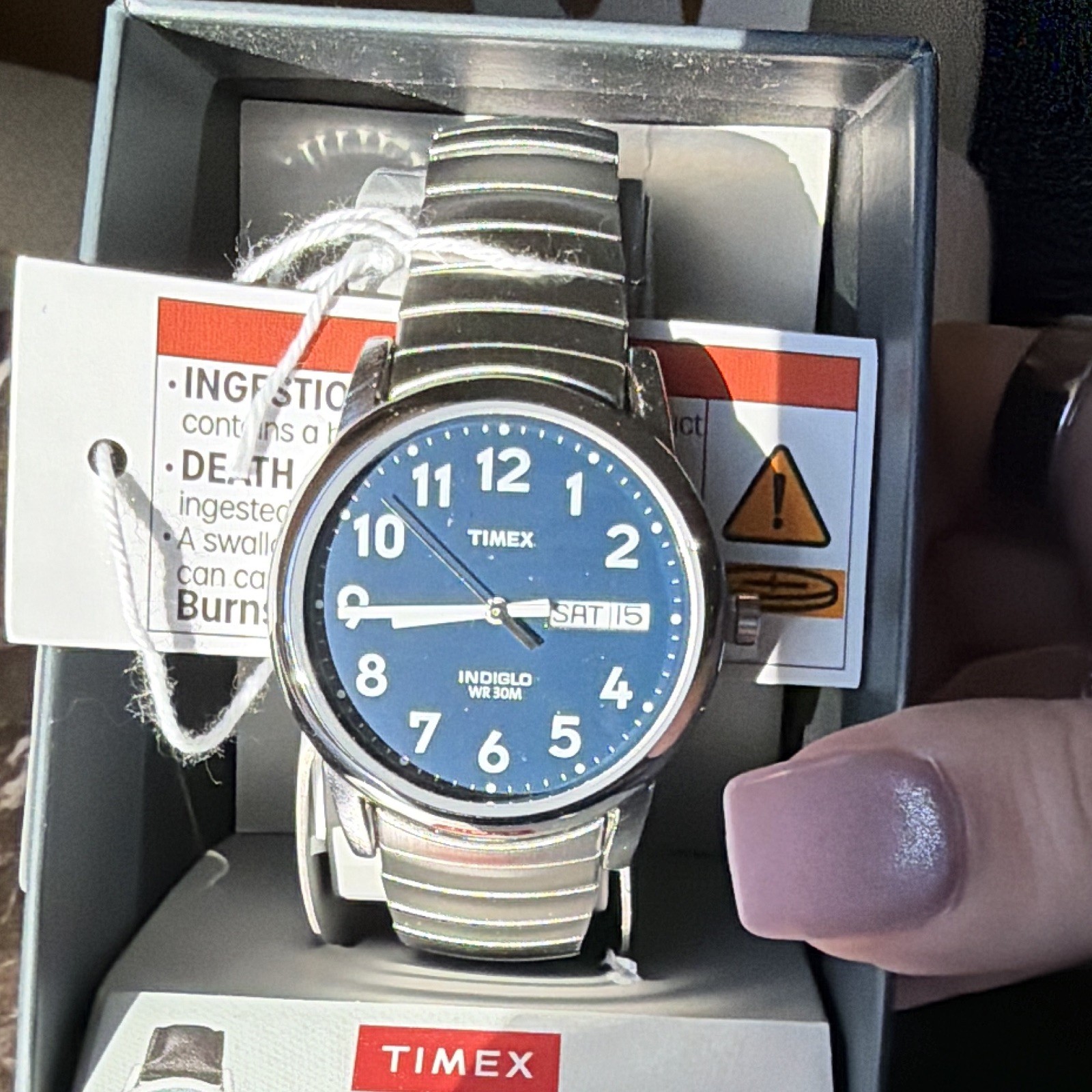 Timex Timecenter Men’s Blue Dial Quartz Day/Date 30m SS Expansion Band w/ Box