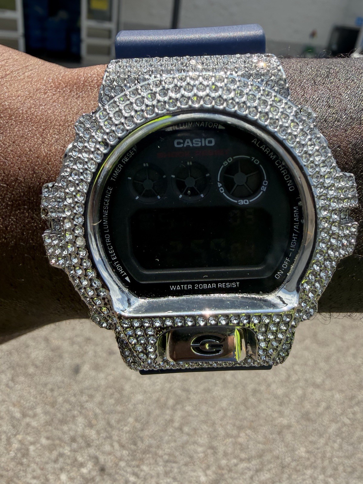 Casio G-SHOCK Digital Quartz Watch Blue Resin Band 200m Alarm Chrono Custom