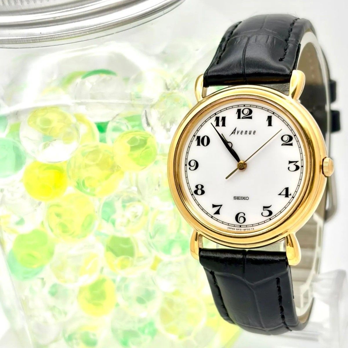 New Battery SEIKO Avenue Men’s Watch Gold 5P31 6D20 991649 New Strap