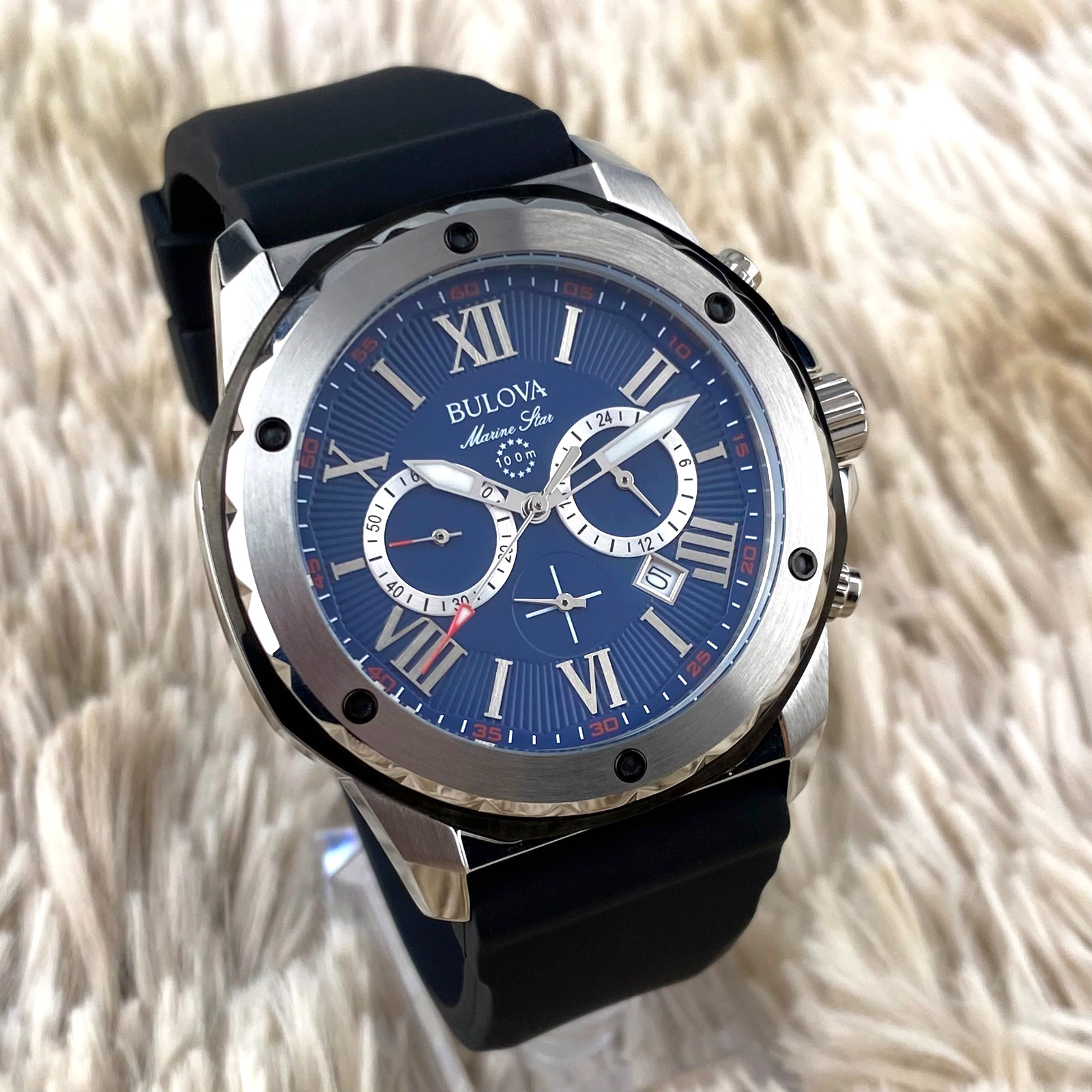 Bulova Marine Star Quartz Watch 44mm Blue Dial Men’s Watch 98B258