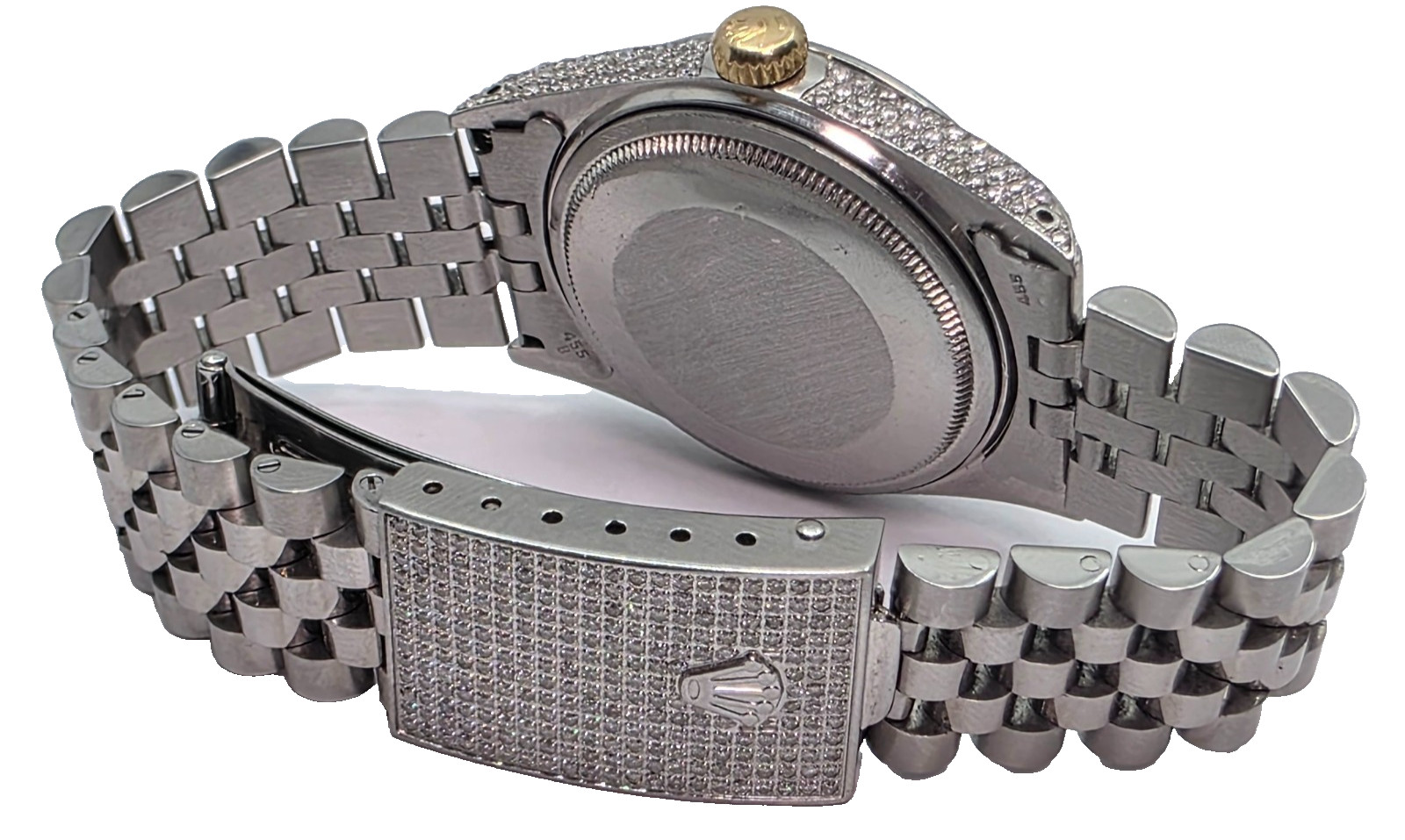 Rolex Custom Set Natural Diamond Bust Down Stainless Steel Menes Watch