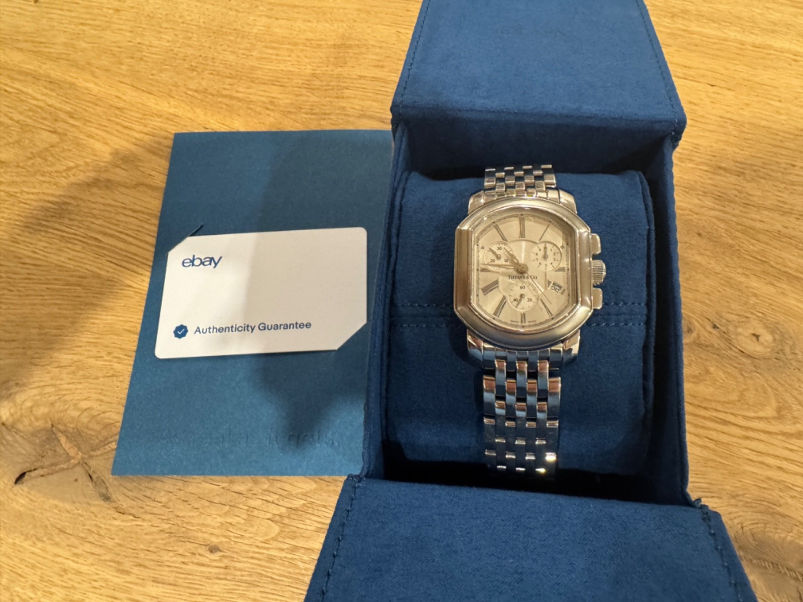 AUTHENTICATED Tiffany & Co Mark Coupe Chronograph Watch, Stainless Steel Quartz