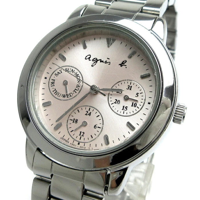 Used agnes b Day Date Ladies’ Pink Dial V33J 0010 Watch agnes b Women’s Working