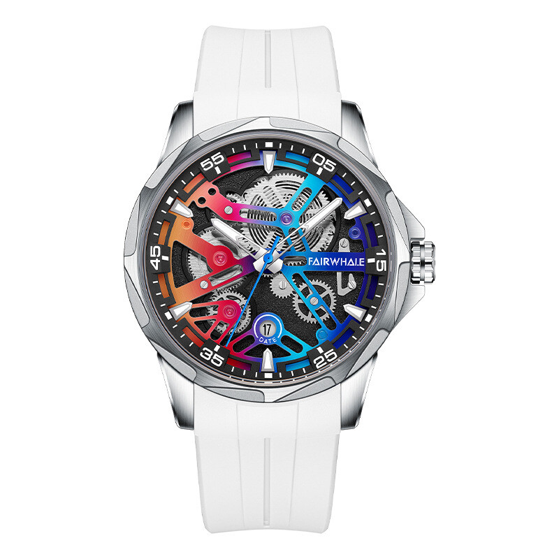 MARK FAIRWHALE Hollow Calendar Luminous Waterproof Automatic Mechanical Watch