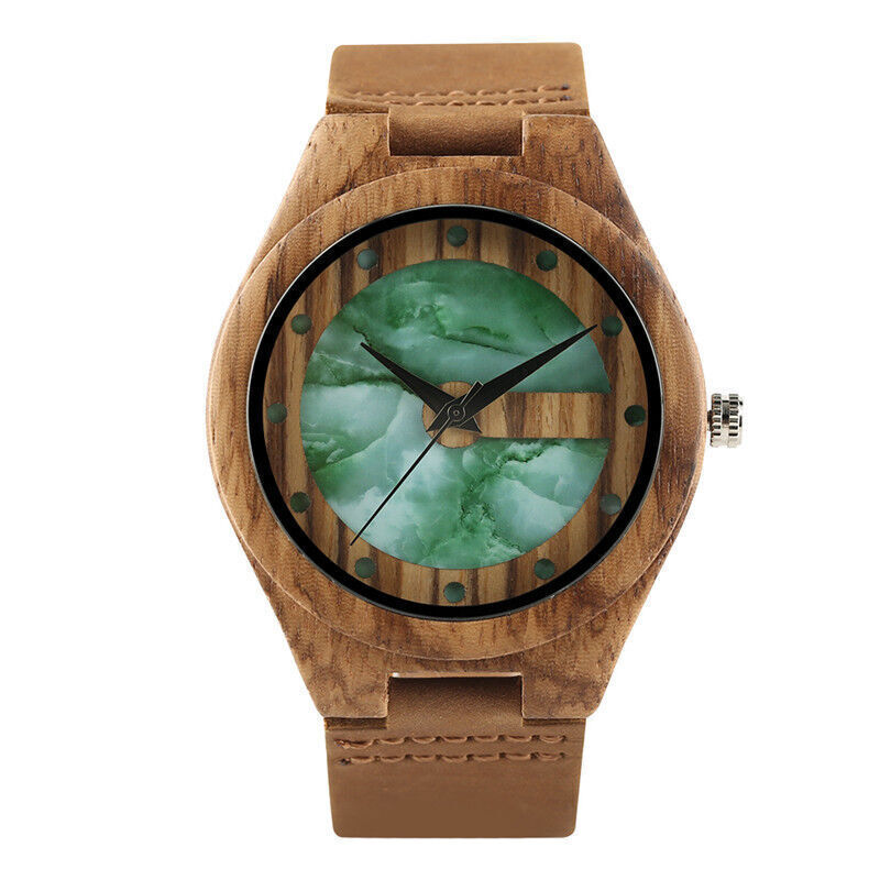 Wooden Watch Handmade Natural Wood Leather Band Quartz Wrist Watches for Men