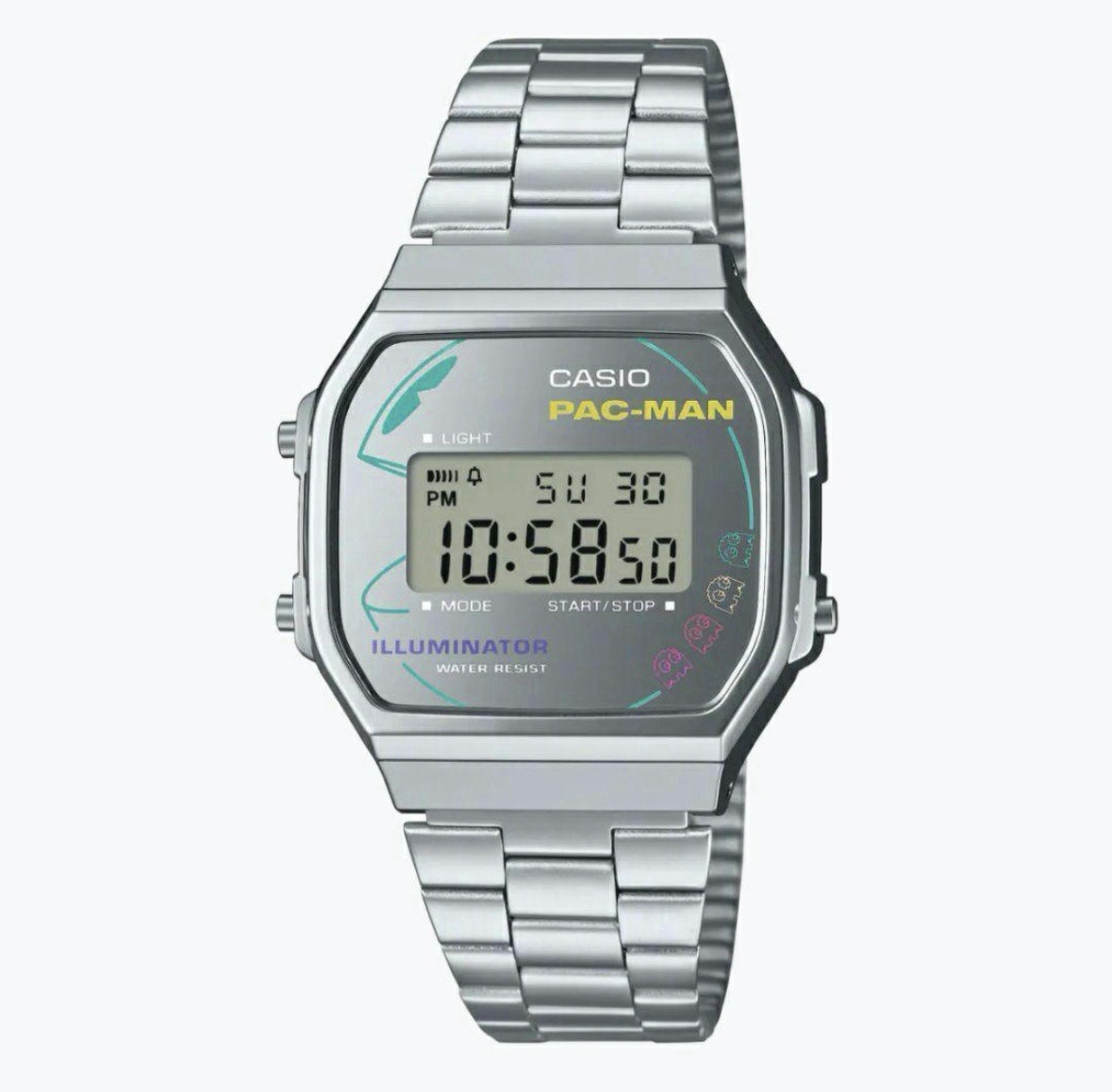 Casio CLASSIC A168WEPC-7AJR For Men LIMITED PAC-MAN Collaboration silver