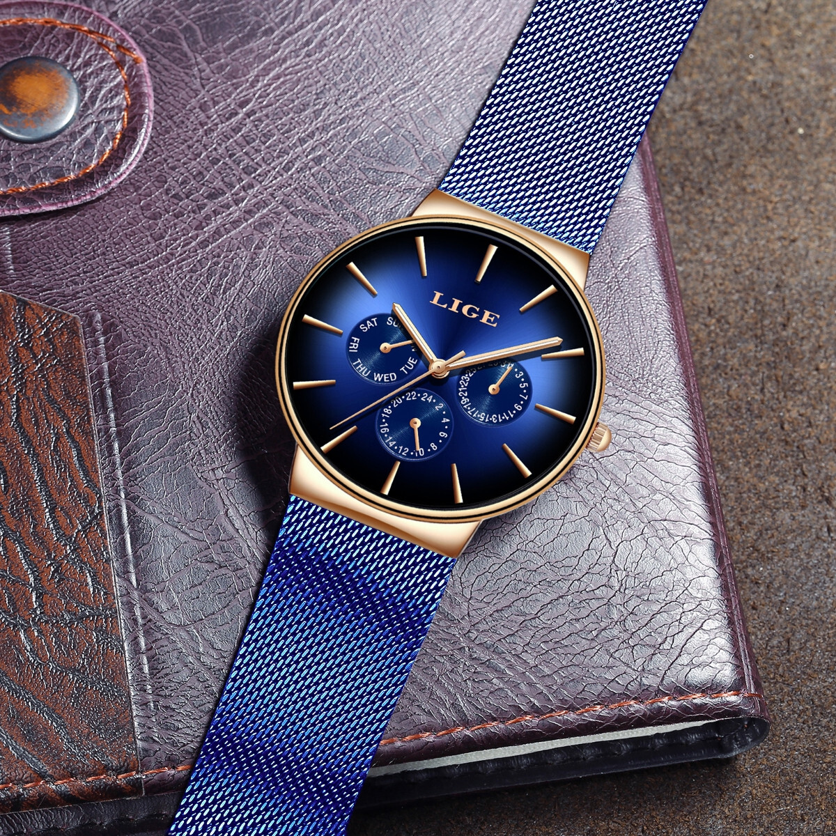 Men’s Luxury Watch Quartz Ultra-thin Date Stainless Steel Waterproof Wristwatch