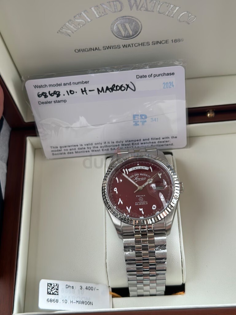 WEST END Classic Unisex 41 mm Auto Watch 6868.10.H.MAROON Maroon Arabic Dial