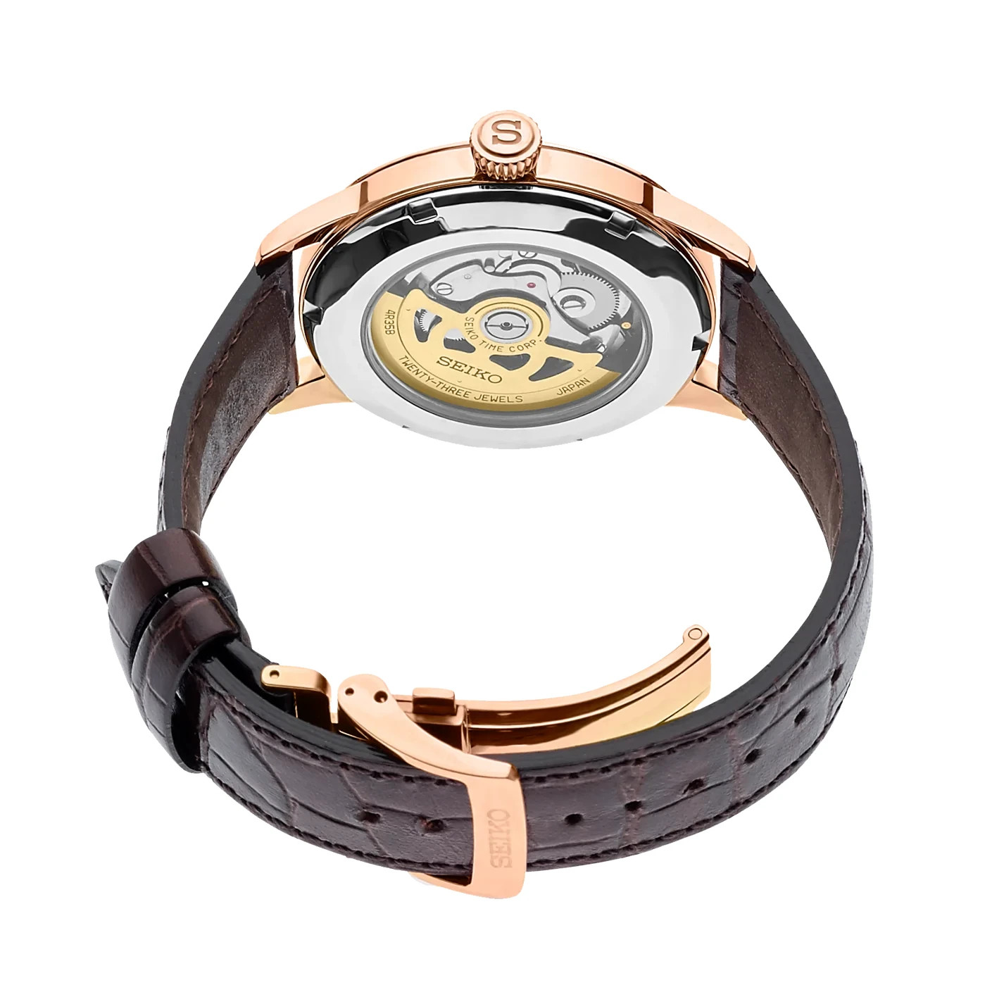 Seiko Presage Cocktail Time Automatic Burgundy Leather Strap 41 mm Watch- SRPB46