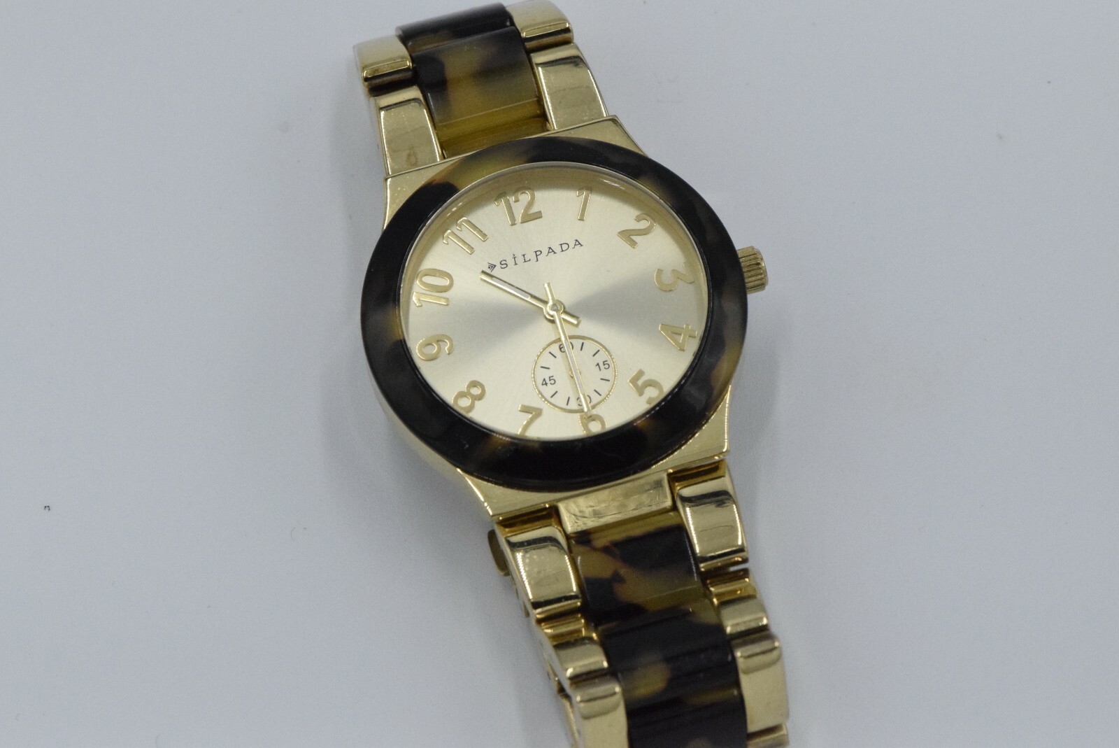 Silpada “Timeless Tortoise” Resin Stainless Steel Gold Watch KRT0016
