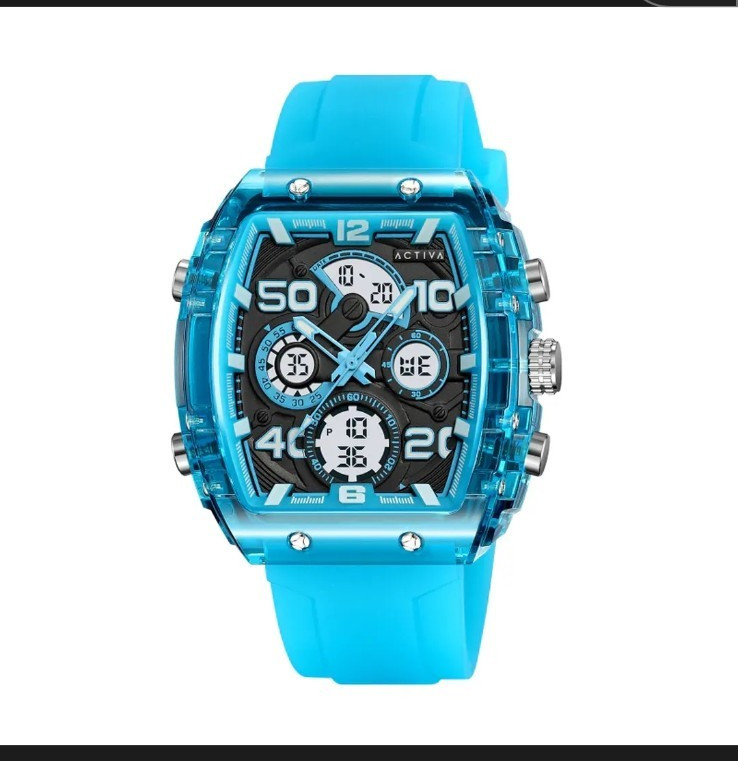 ACTIVA Analog-Digital Quartz Sport Watch 50m 50mm Blue Silicone Strap