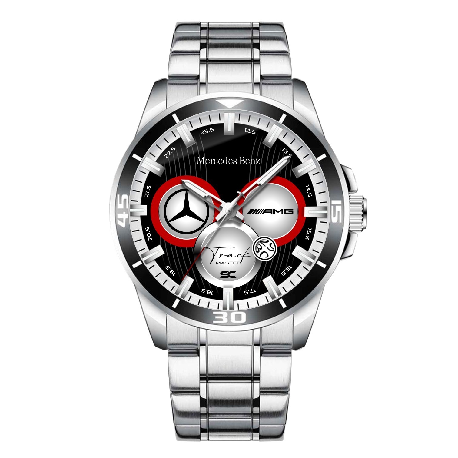 Mercedes Benz Track Master AMG Sport Steel Wrist Watch for Lovers
