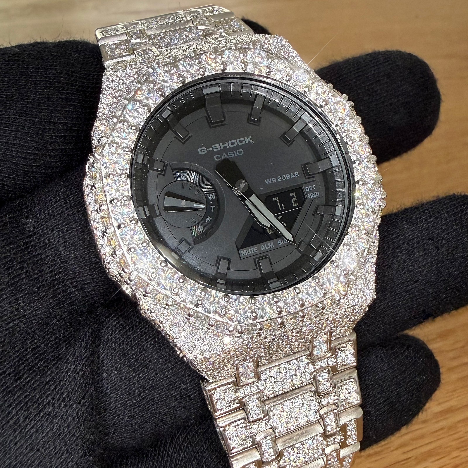 32CTW Authentic Casio G Shock GA2100 VVS1 Moissanite Bust Down Watch