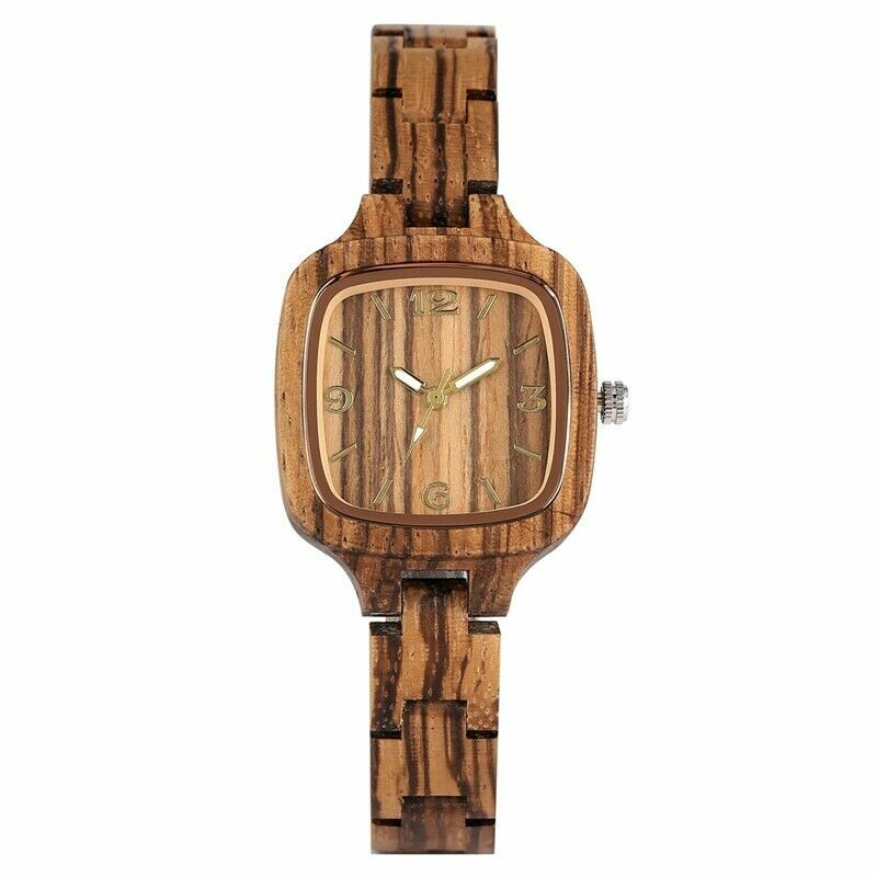 Modern Women Watch Lady’s Casual Wooden Quartz Watches Bamboo Bracelet Strap