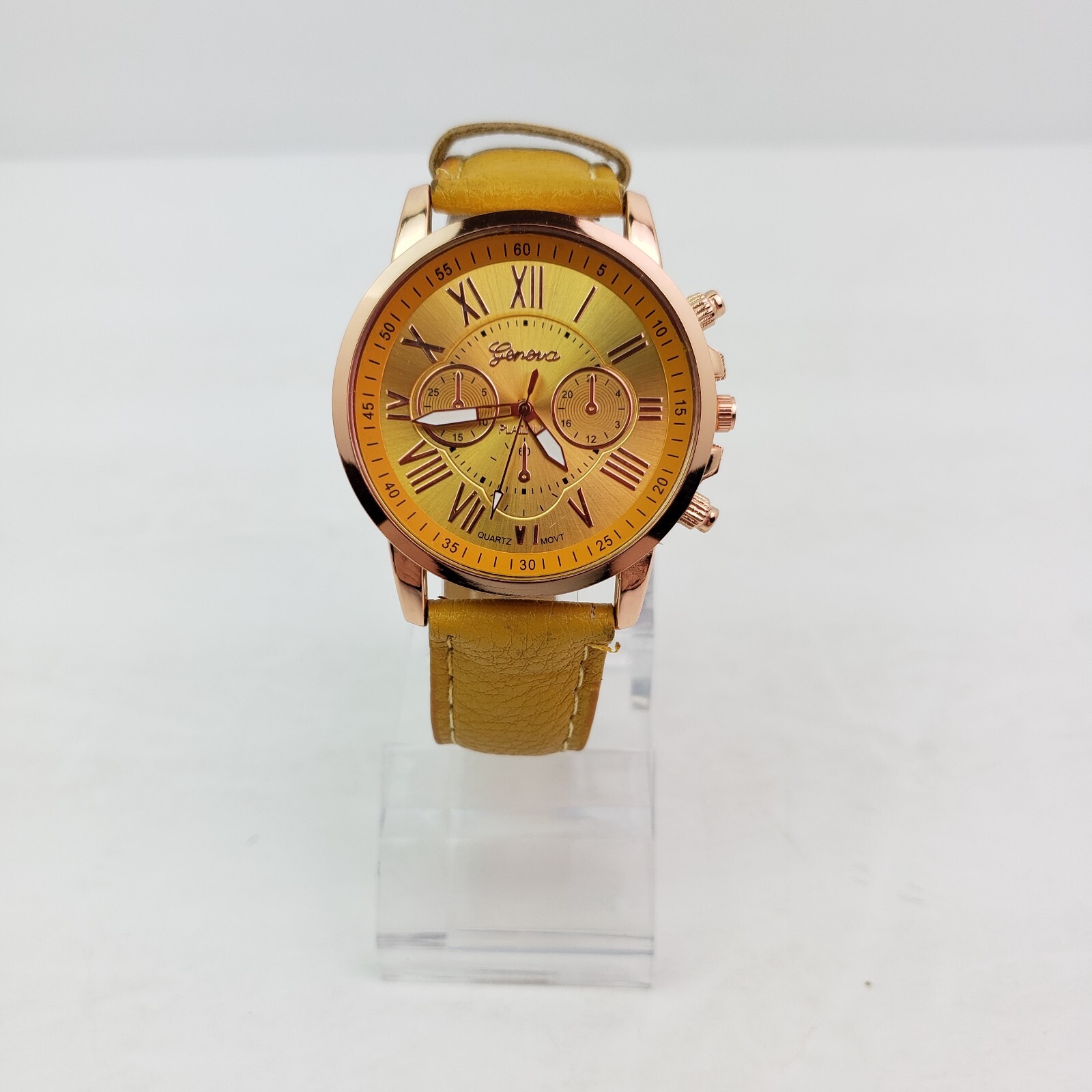 Unbranded Geneva Quartz Fashion Costume Adult Yellow Rose Gold Wrist Watch