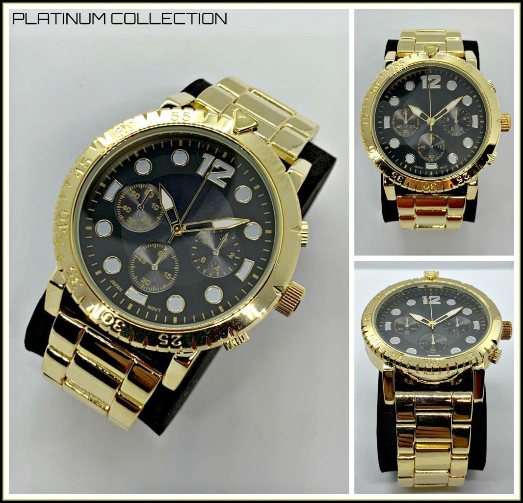 Men’s CLASSY ELEGANT DIVER Round Gold LUXURY Designer Fashion WRIST WATCH 51mm