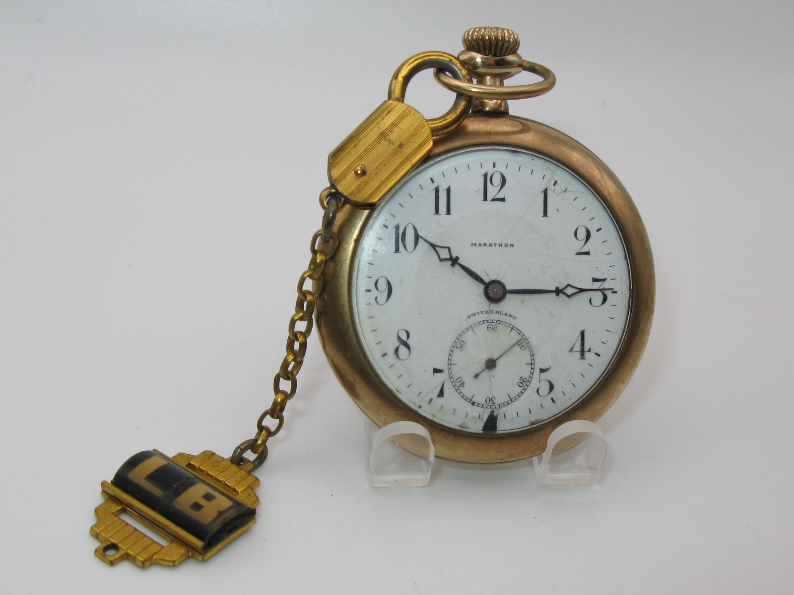 OLD SWISS MARATHON POCKET WATCH GALLET & CO J.R. CO 17 JEWELS #701993 FOB PARTS