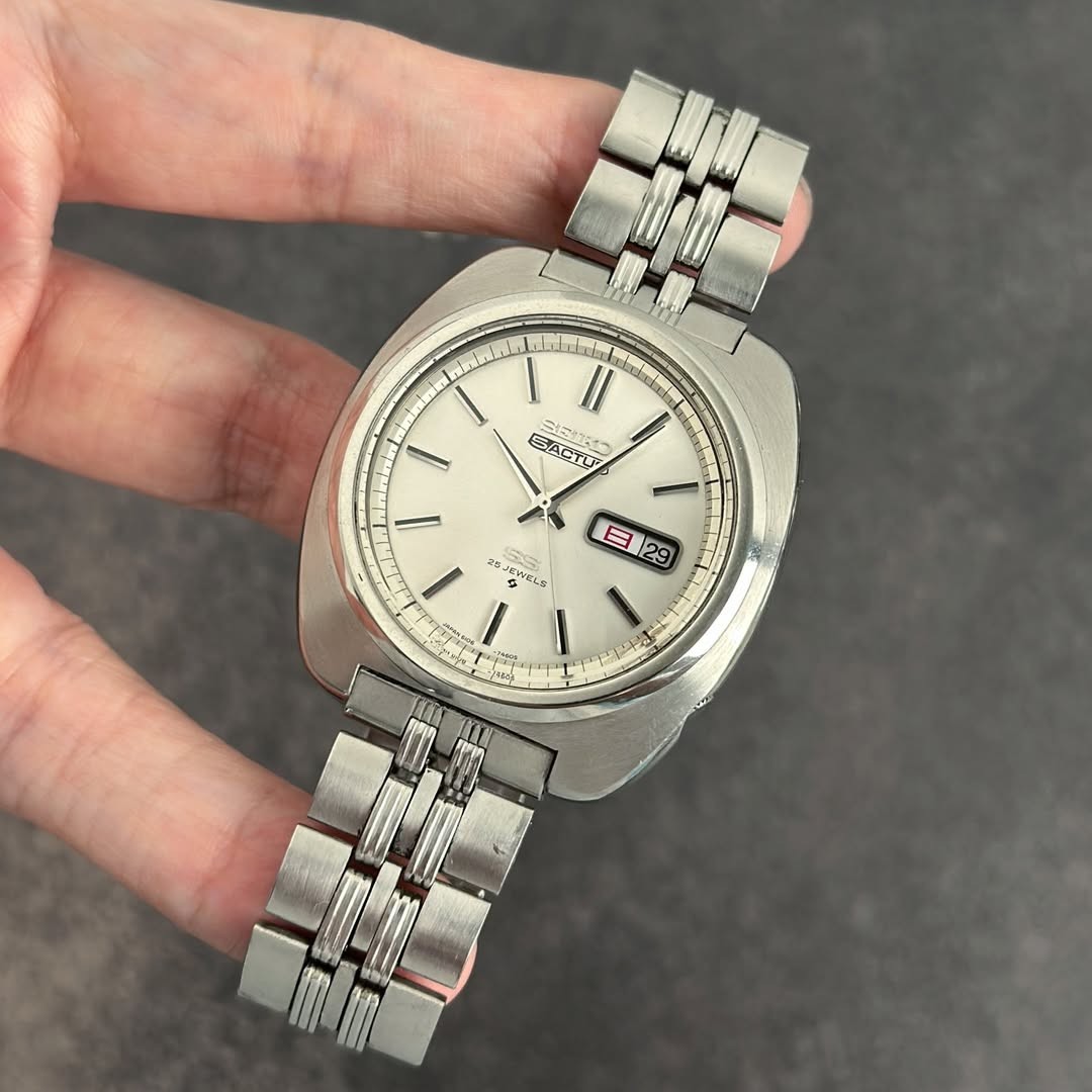 Rare Seiko 5 actus SS Automatic Ref. 6106-7440 Silver Dial JDM Day Date Watch