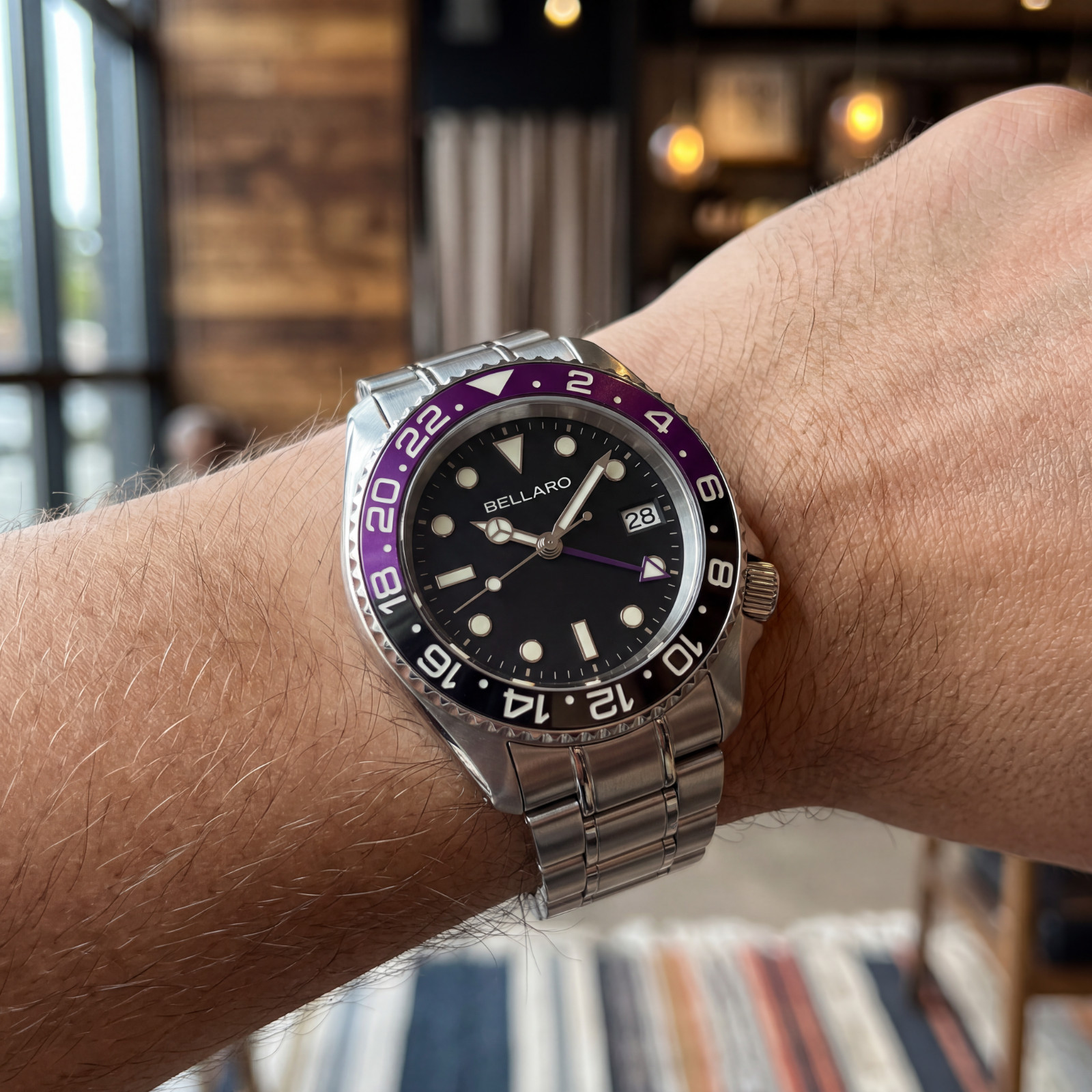 BELLARO Navex style Watch – NH35 Automatic – Sapphire Crystal Black/Purple Dial