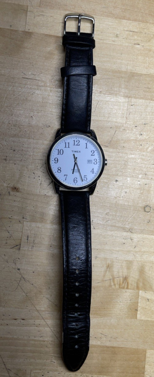 Timex CR 2016 Cell Indiglo Analog Quartz WR 30 Meters Leather Band Working