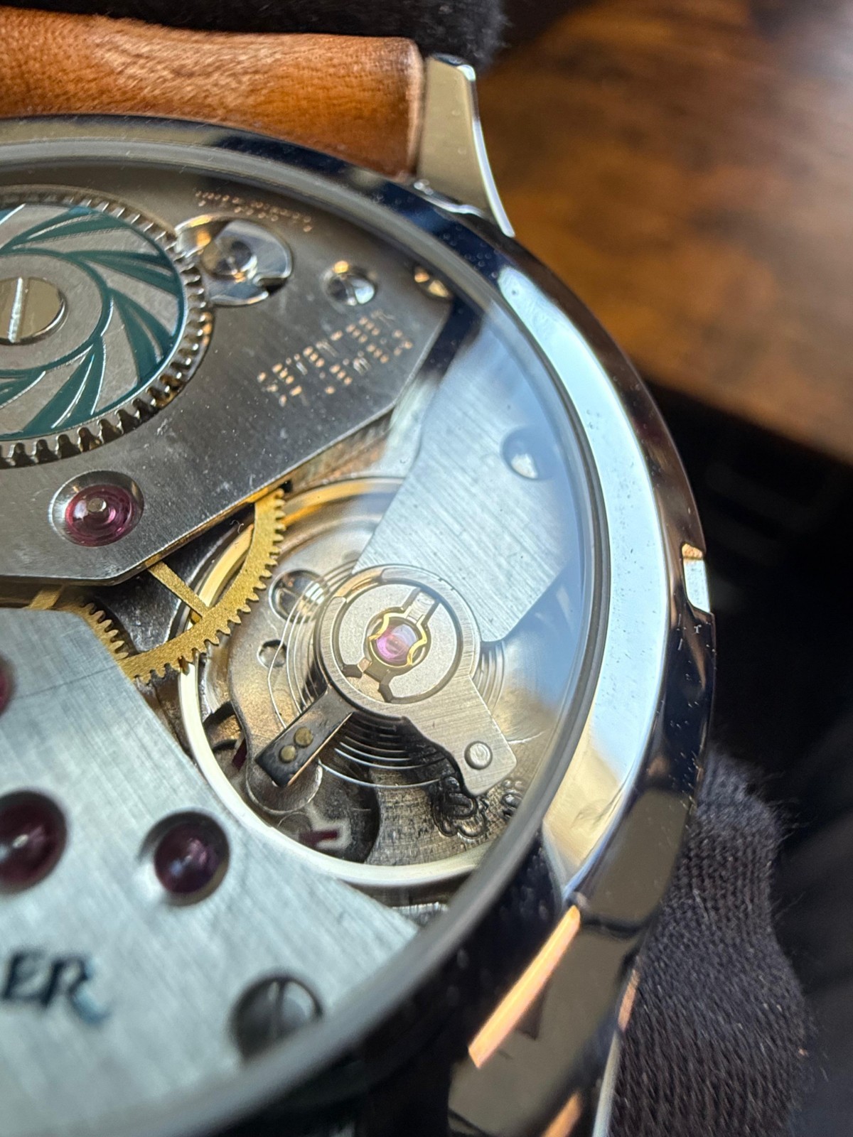 Qaiser Pathfinder green Watch Swiss made ETA 6498 movement handmade Strap