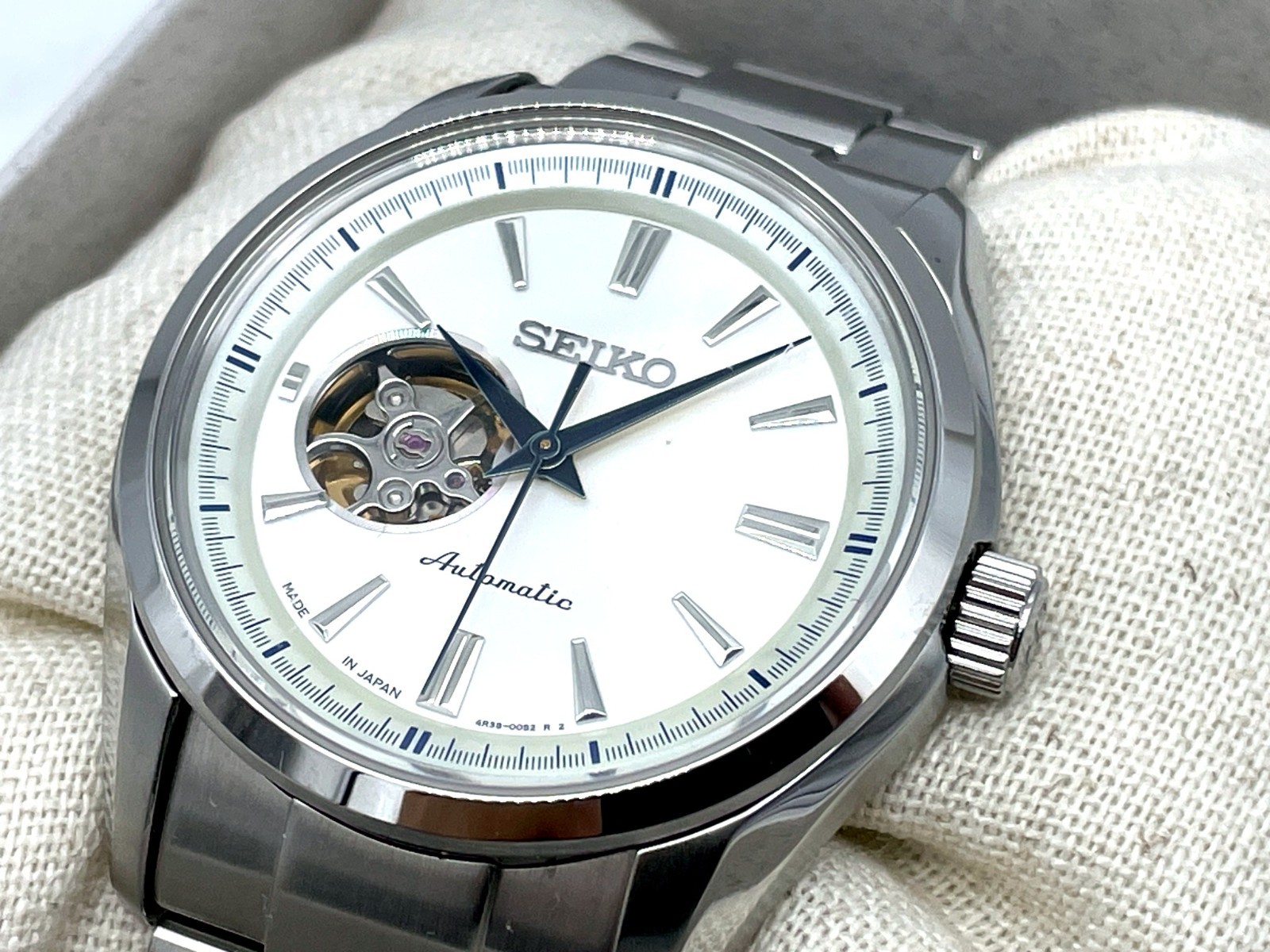 Near MINT SEIKO PRESAGE Automatic Watch Sapphire Silver Dial 4R38-00S0 Boxed