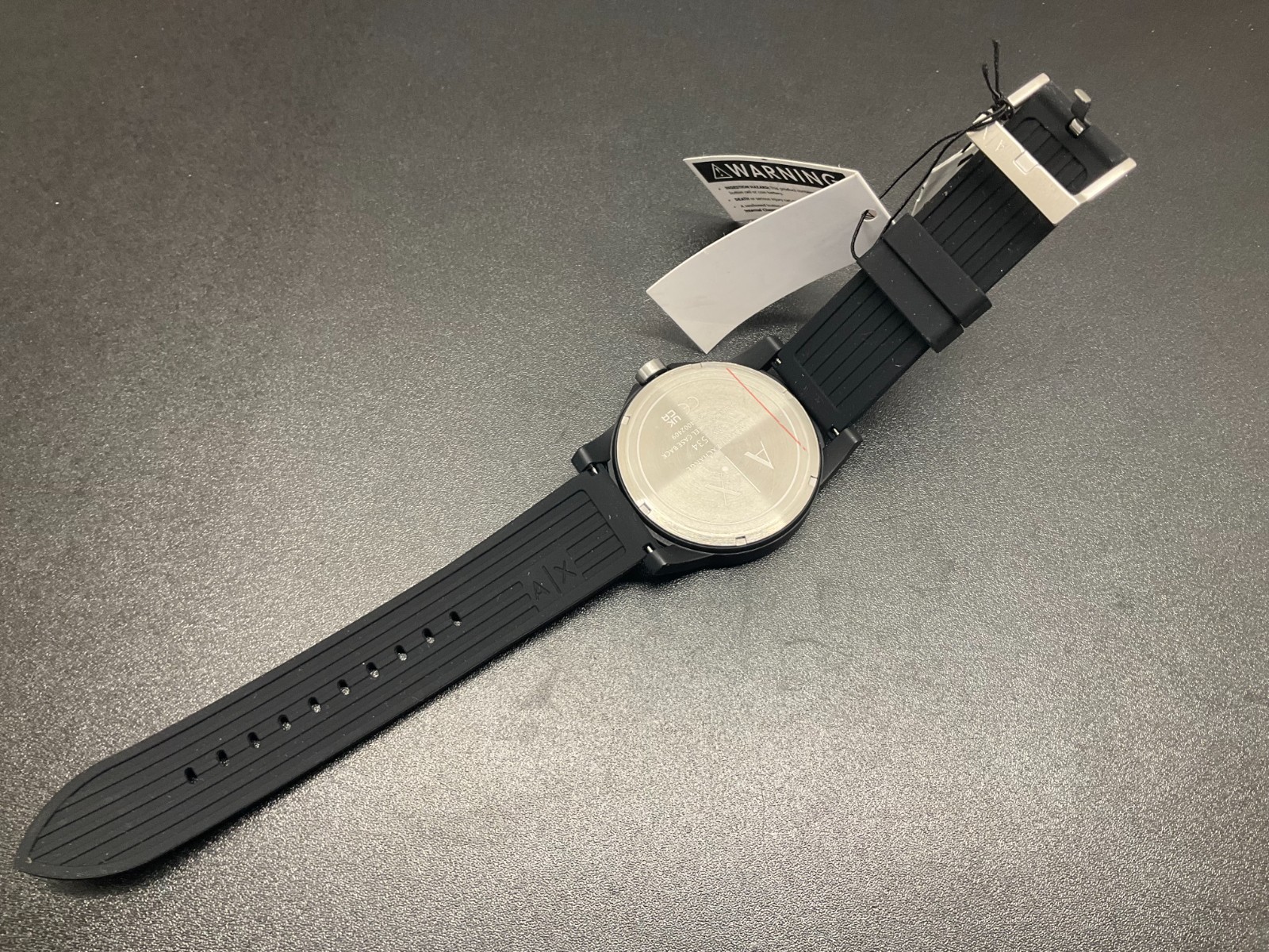 Armani Exchange Three-Hand Black Silicone Watch ax7159