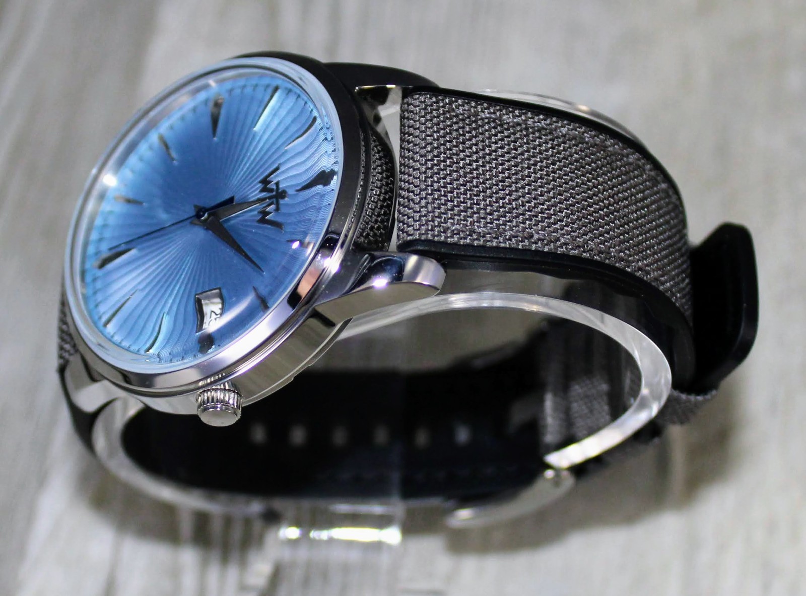Ice Blue Dial Automatic Watch, Minimalist Watch, Hybrid Cordura Strap, NH35