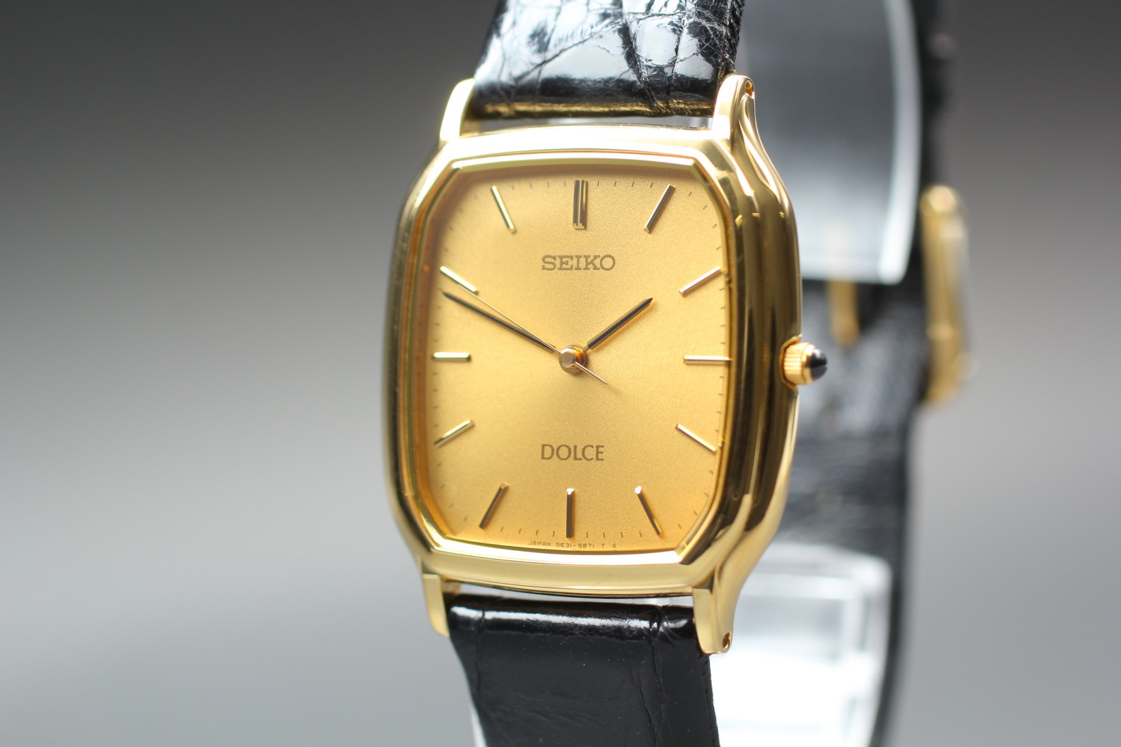 [Near MINT] Seiko Dolce 5E31-5B30 Gold Dial Quartz Men’s Watch From JAPAN