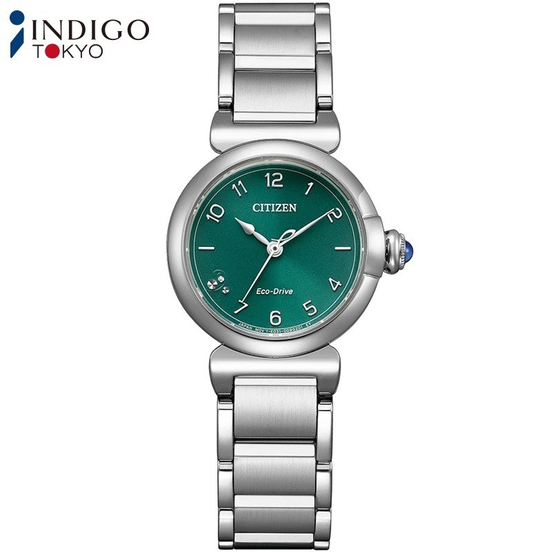 Citizen L ROUND Collection EM1130-83X Eco-Drive Solar Green Dial 26mm Watch