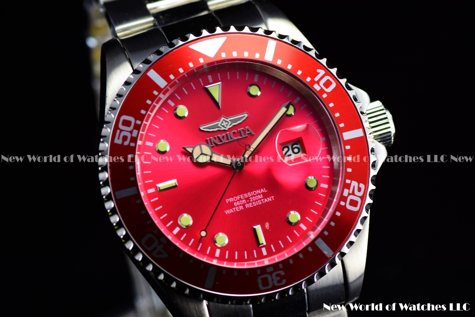 Invicta Men’s Pro Diver Silver Dial Diamond Bezel Stainless Steel Bracelet Watch
