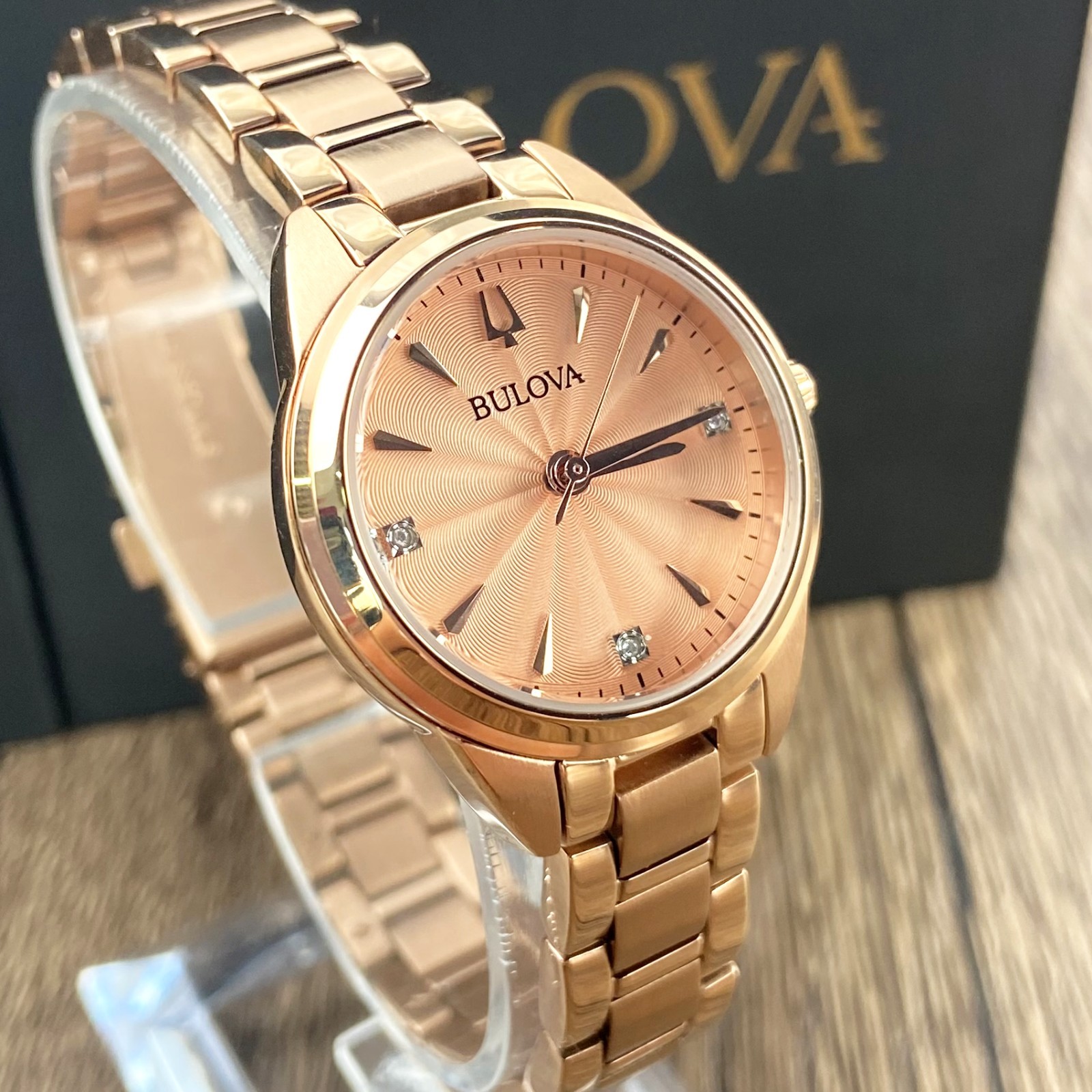 Bulova Sutton 97P151 Rose Gold Diamonds Dial Stainless Steel Women’s Watch