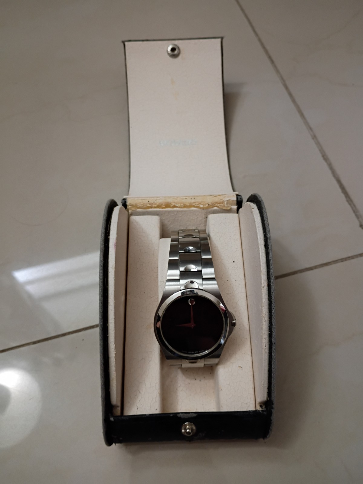 Movado Luno 0606378 Black Dial Stainless Steel Men’s Watch