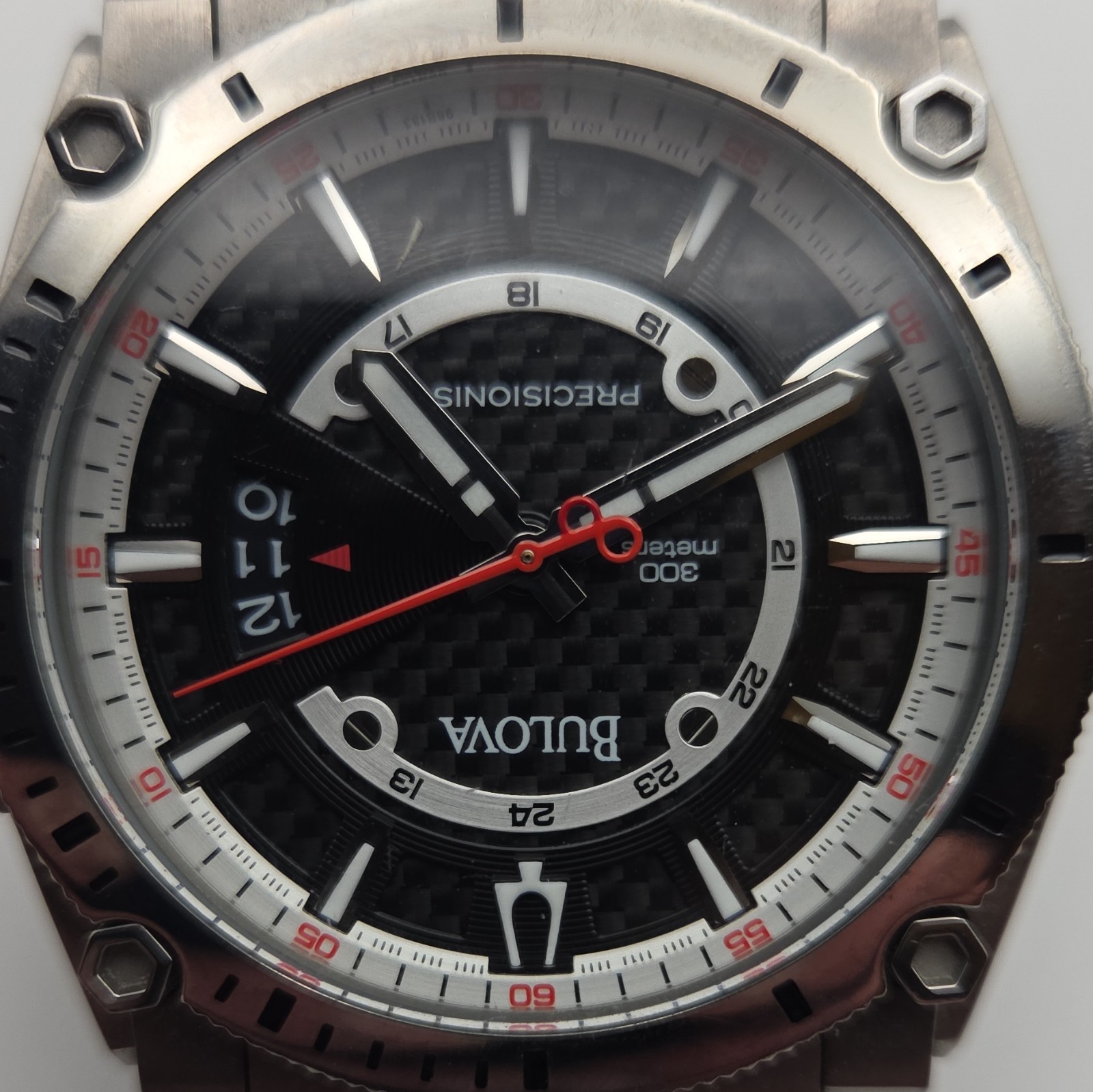 Bulova Precisionist Men’s 46mm Titanium Quartz 300m Black Carbon Dial