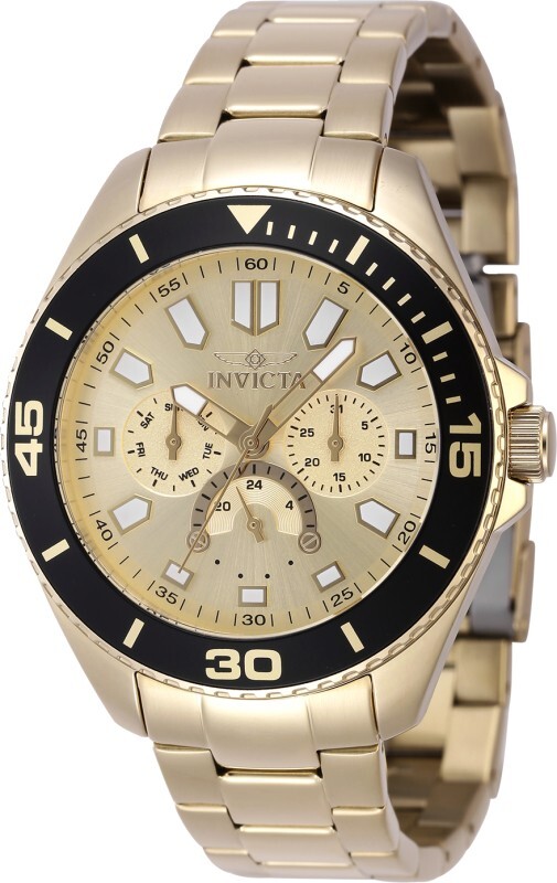 Invicta Pro Diver Gold 46880 Quartz Day/Date 43Mm w/Gold Dial Men’s Watch NEW