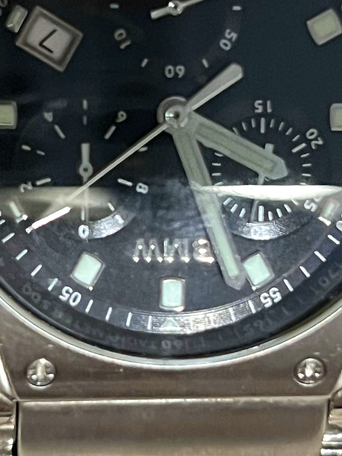 BMW Men’s Chronograph Quartz Watch Stainless Steel Bracelet Black Dial Date
