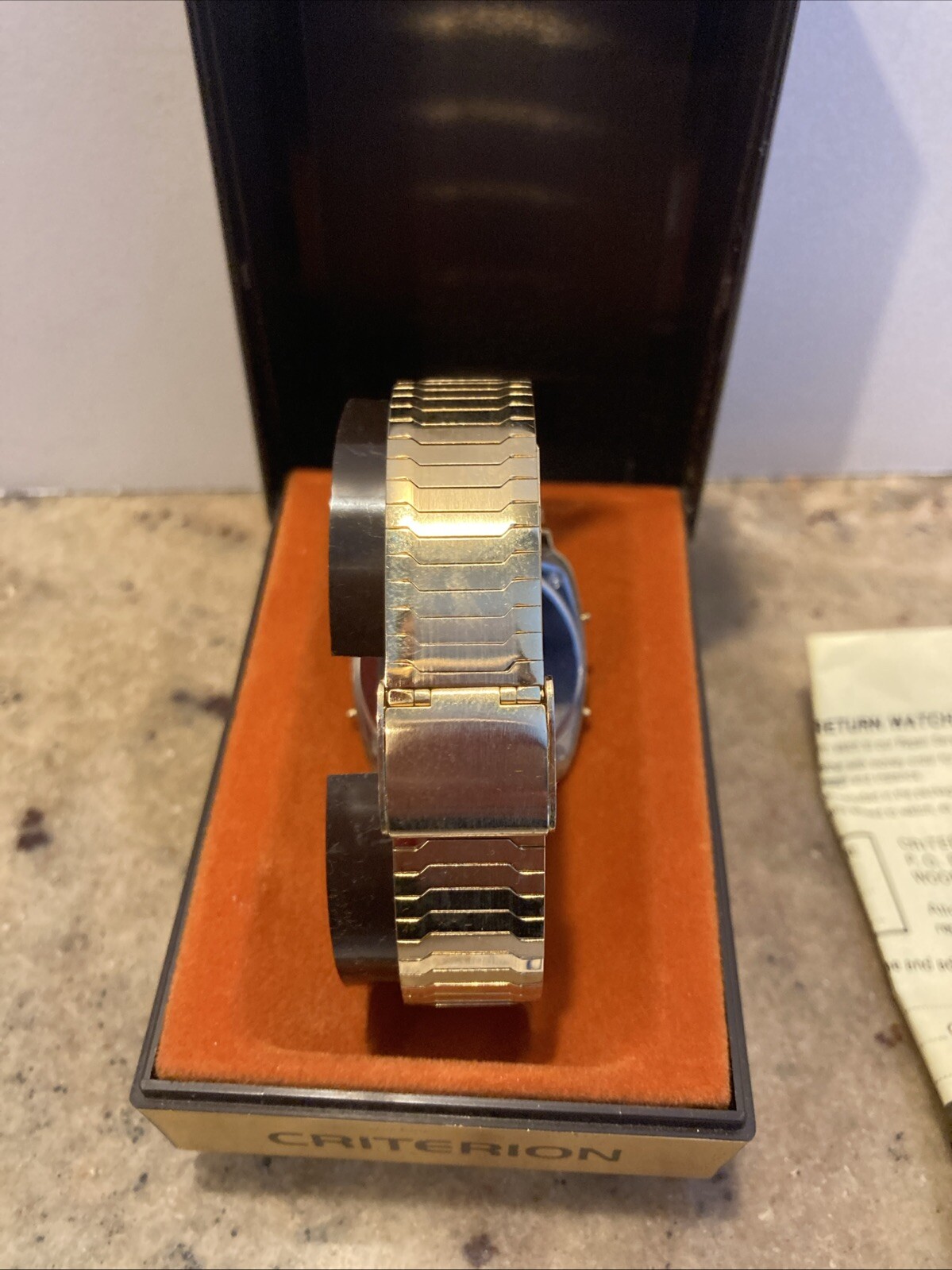 New Untested CRITERION Quartz Alarm Chronograph Gold Tone Sport Watch With Box
