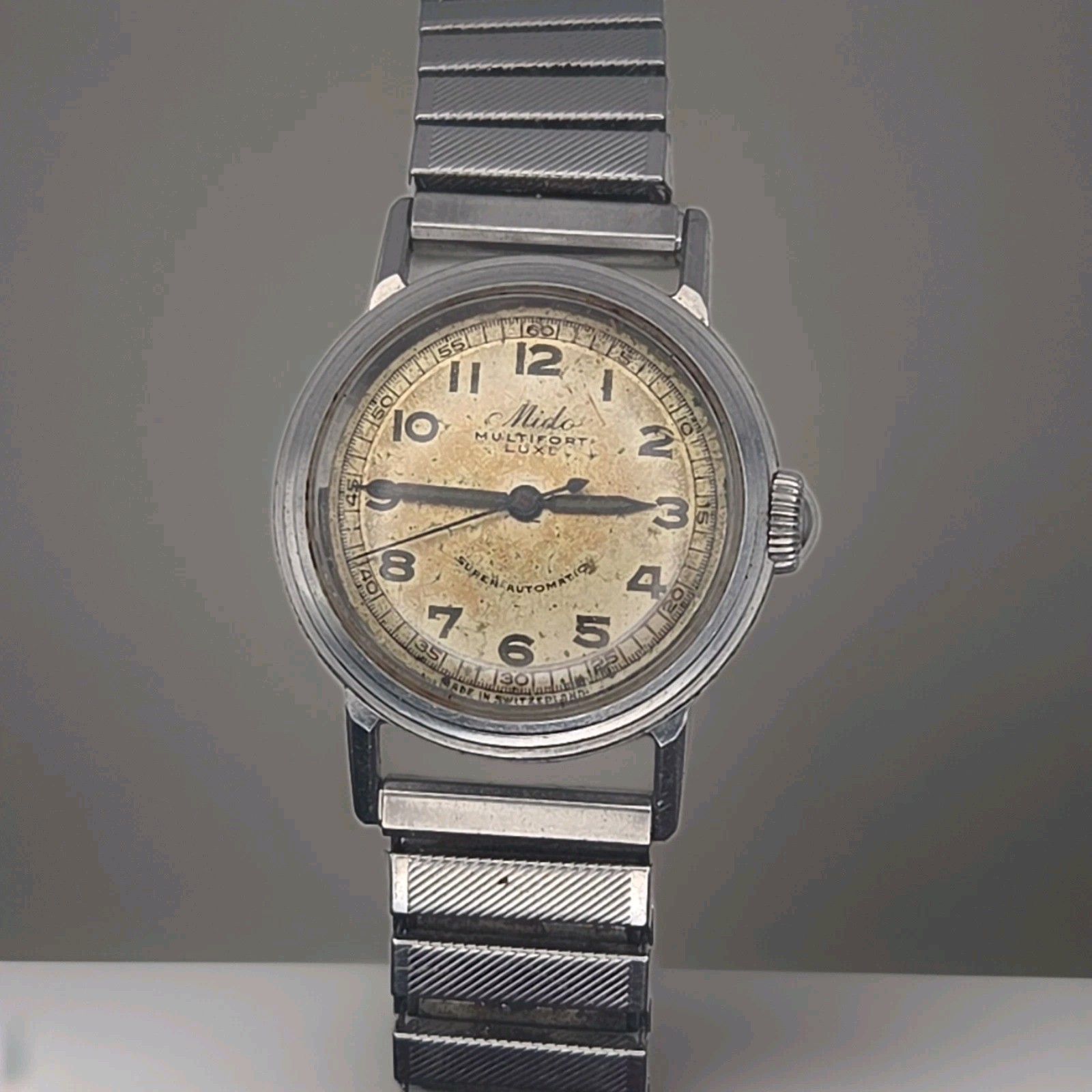 Vtg 1940-1945 Mido Multifort Luxe 30mm Super Automatic Swiss Watch Wilfred Isaac