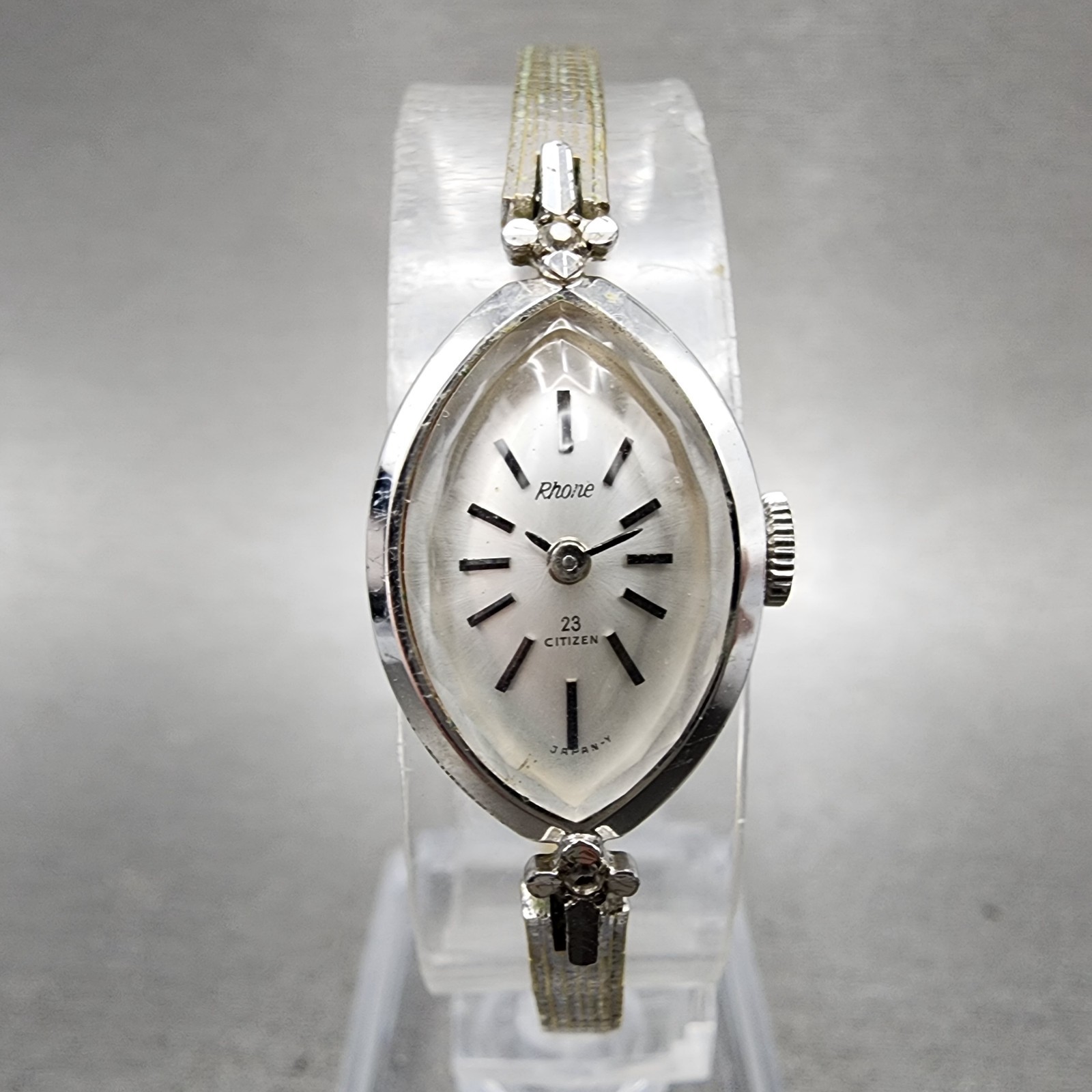 Citizen Rhone Watch Women 15mm Silver Dial Silver Tone Oval Manual Runs