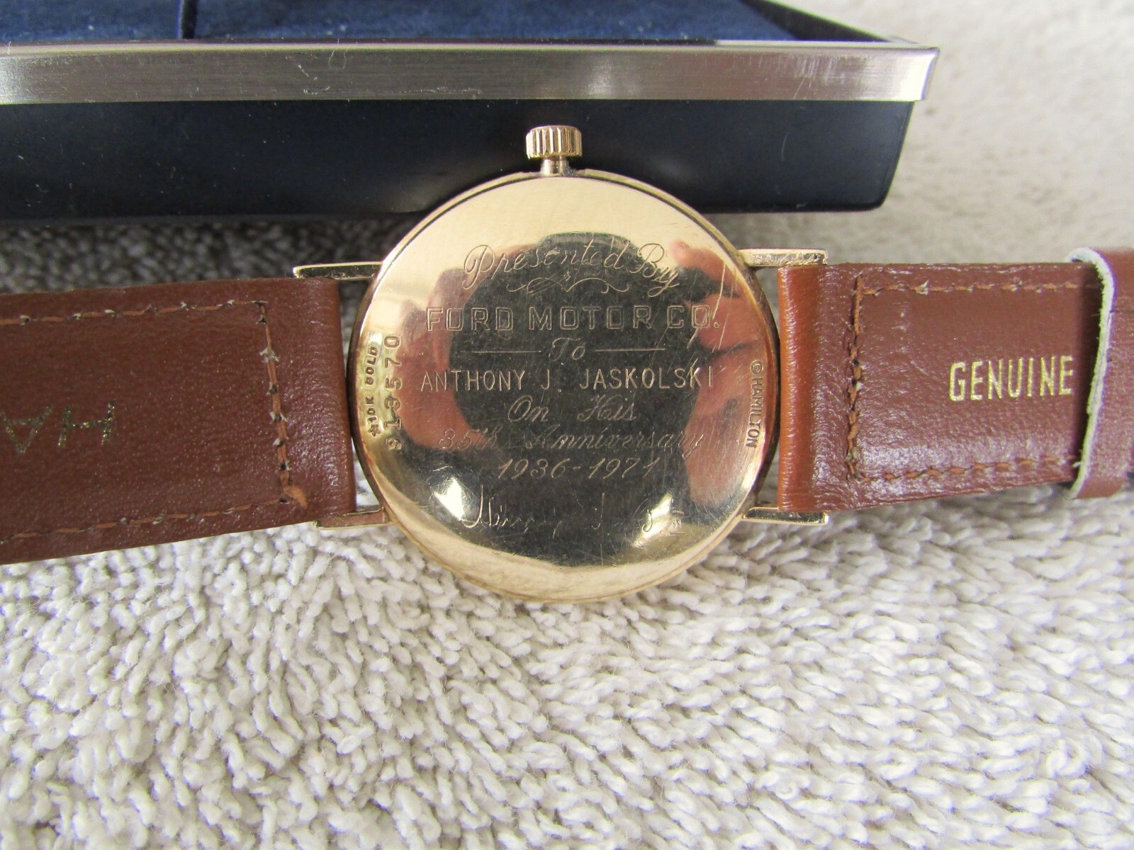 HAMILTON Solid 10K Gold Mechanical 1970s Watch – FORD MOTOR COMPANY 35th ANNIV.